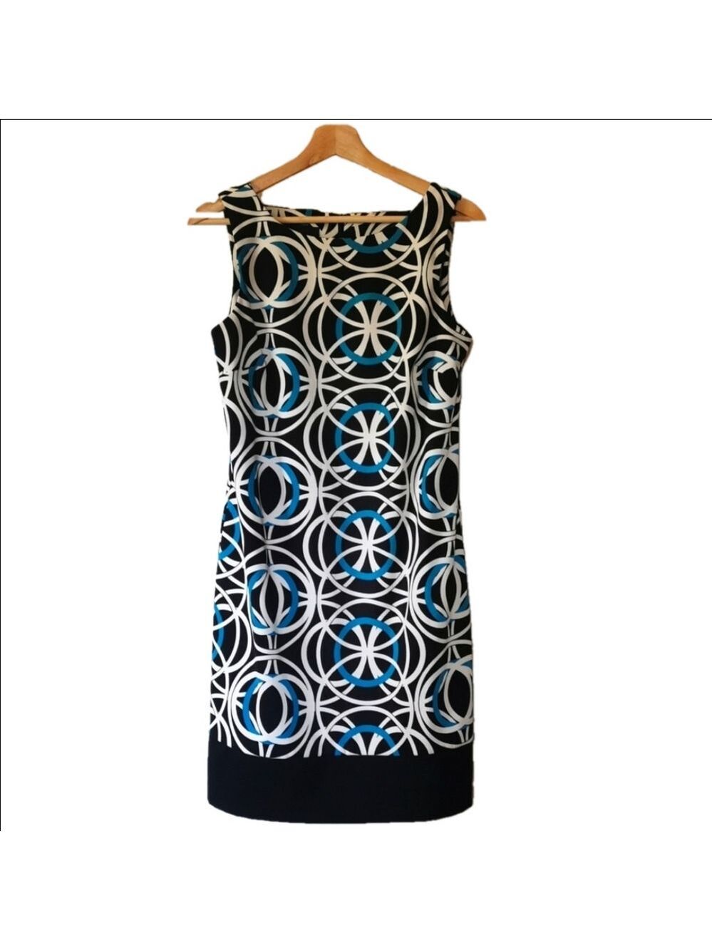 AB Studio geometric circle pattern sleeveless dress. Size 8. EUC